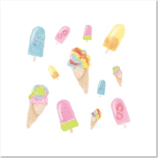 Bright Rainbow Ice Cream Posters and Art